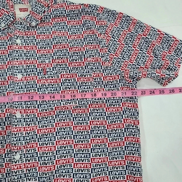 Levi's Large Short Sleeve‎ Sunset One Pocket Sport Classic Shirt All Over Logo - Picture 4 of 8